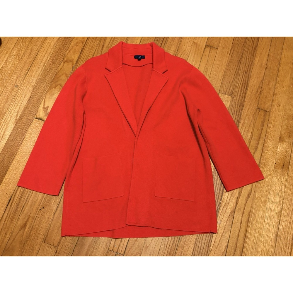 J.Crew 365 open front sweater blazer wool blend knit XL red office preppy